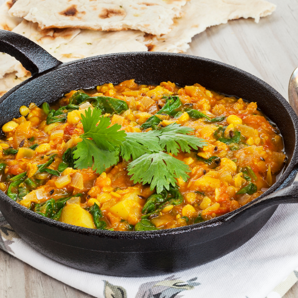 veganes high protein linsen curry