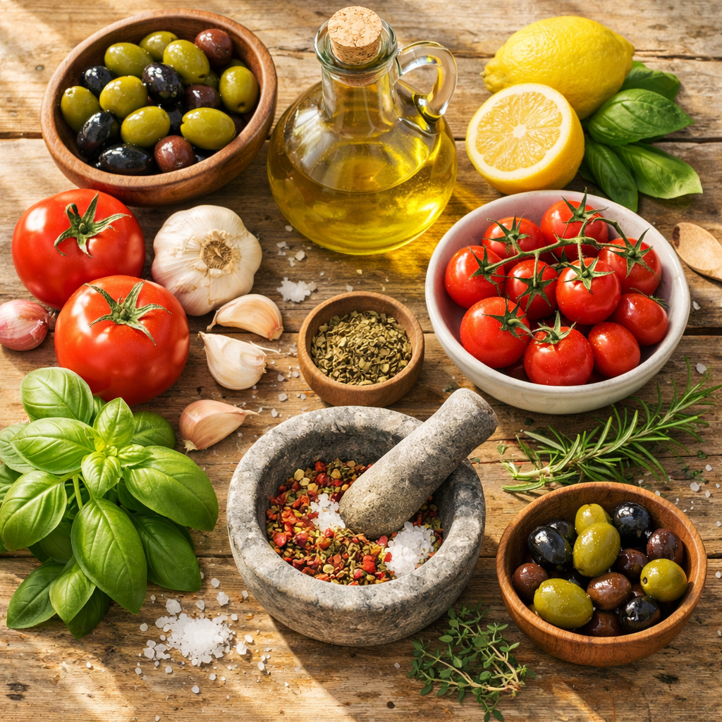 Mediterane Zutaten zum Kochen