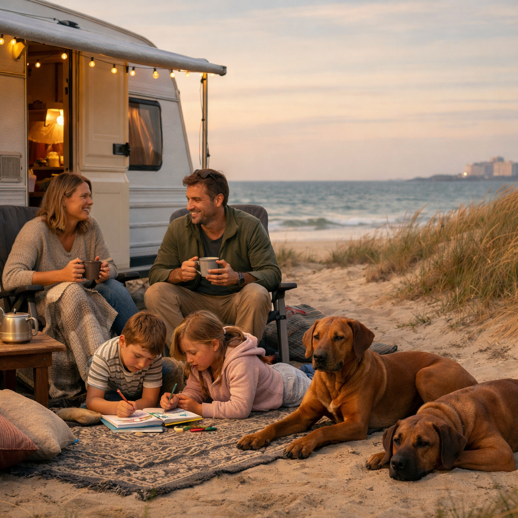 Campingurlaub direkt am Meer mit Kindern und Hunden im Wohnmobil
