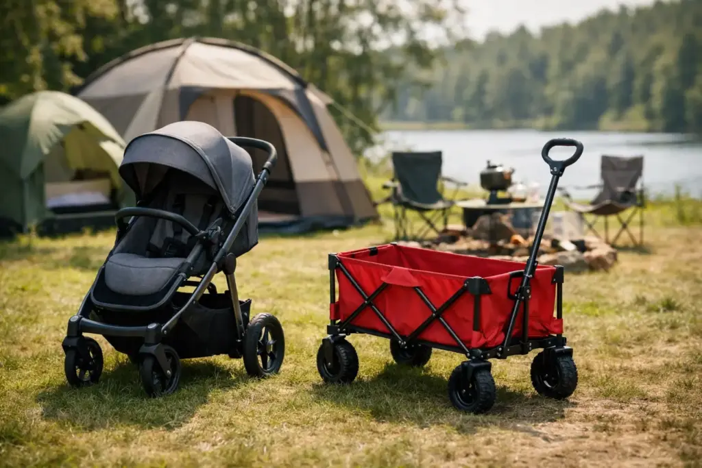 Kinderwagen oder Bollerwagen beim Camping?