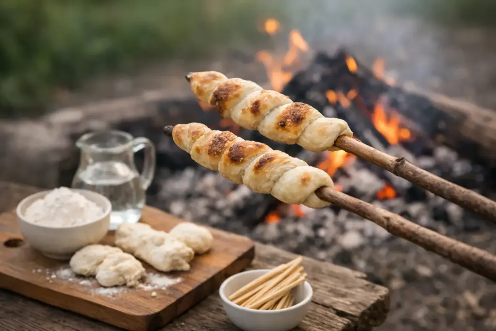 Einfaches Stockbrot ohne Hefe selber machen
